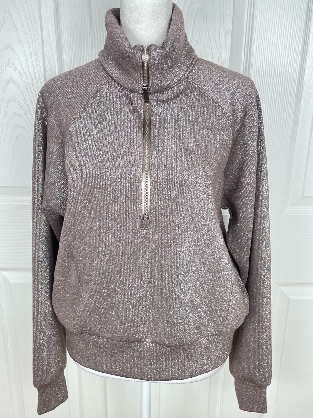 SPANX Shimmery Taupe Half-Zip Pullover size XS